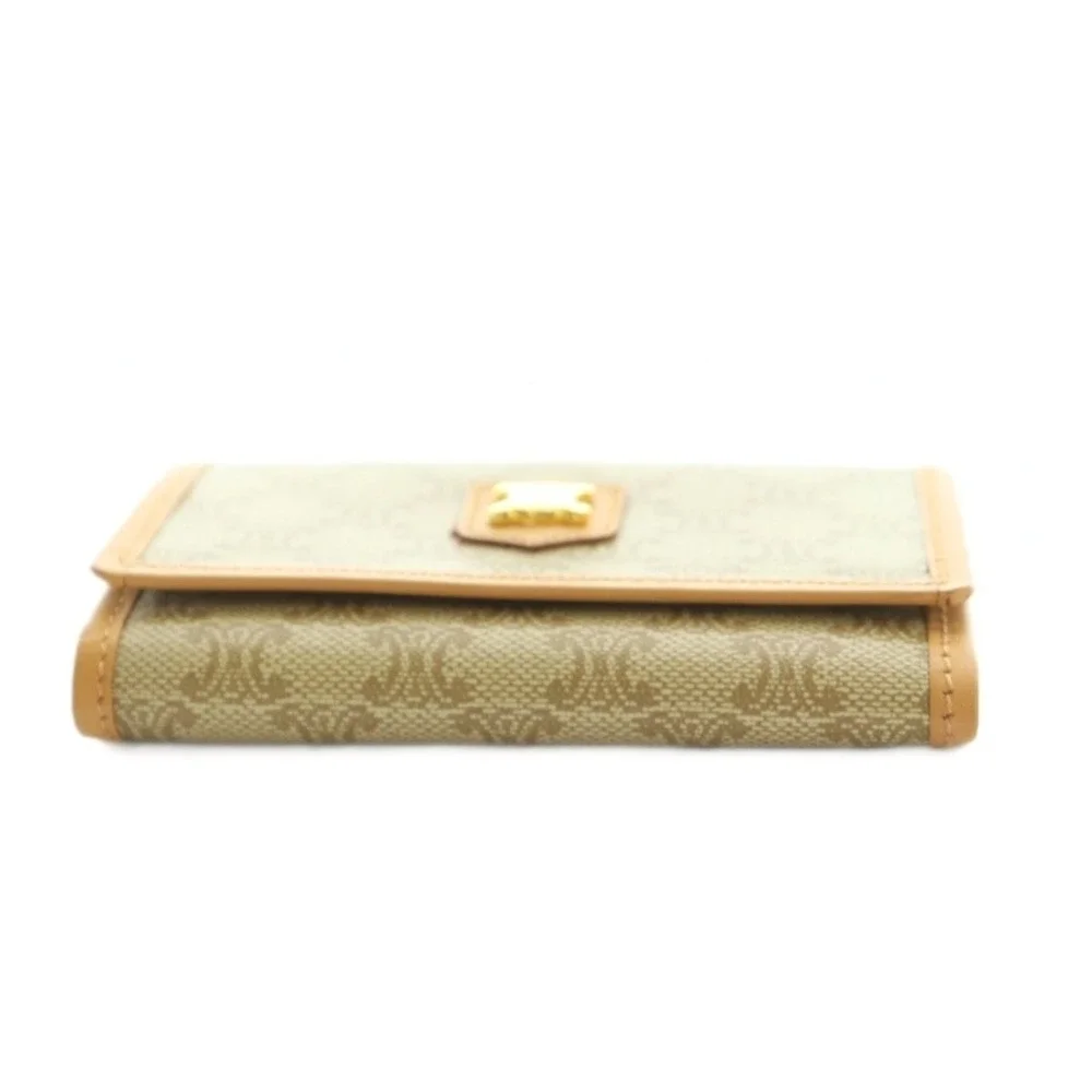 Celine Macadam Triomphe 6 Key Holder Tan Coated Canvas Vintage Italy M12
